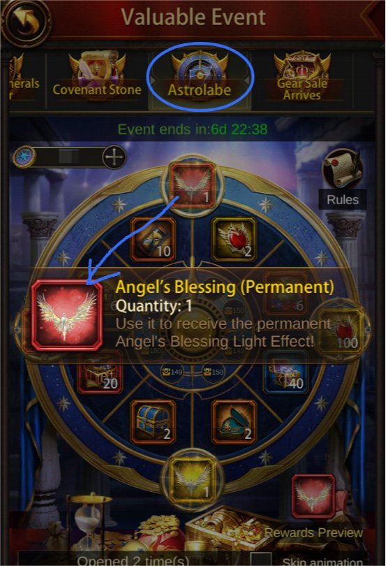 Get Angel's Blessing Light Effect at Evony Midsummer Astrolabe