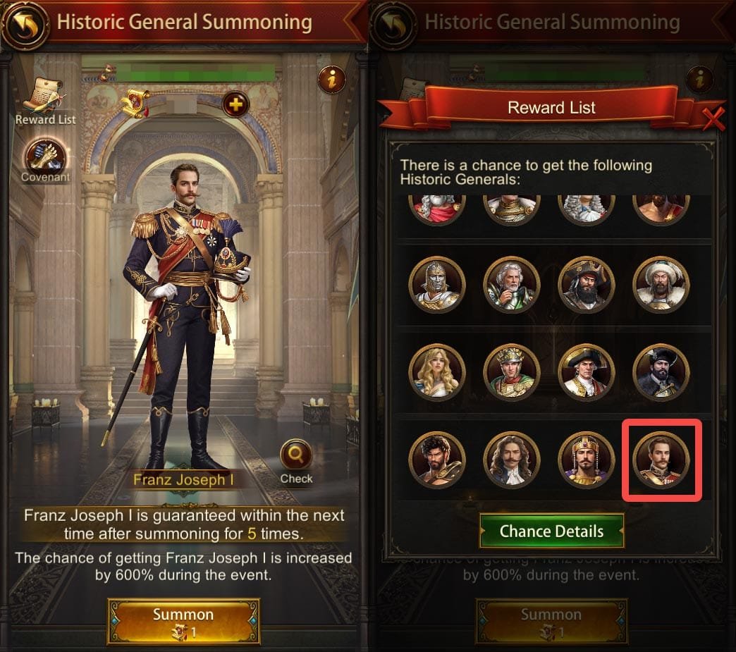 Get Franz Joseph I from Historic General Summoning Event