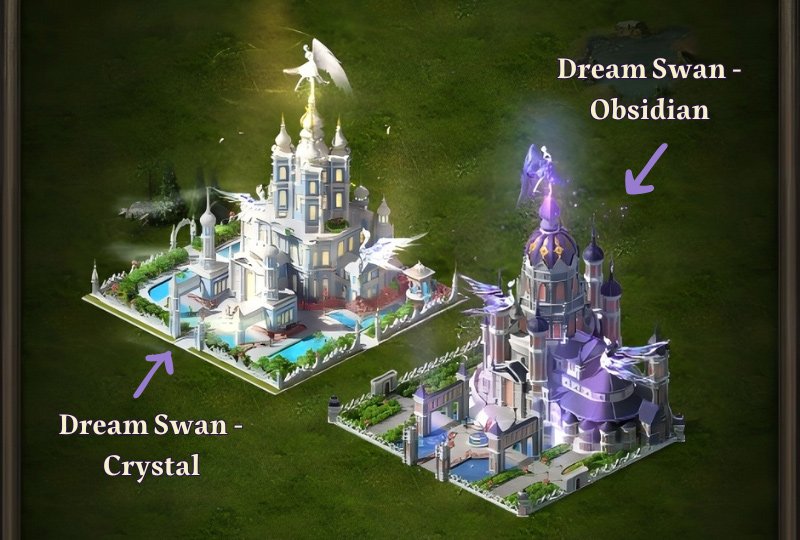 Evony Castle Dream Swan Crystal & Obsidian