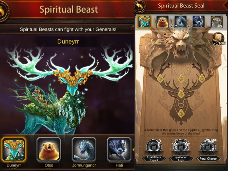 Evony Duneyrr Spiritual Beast Seal & Innate Skills
