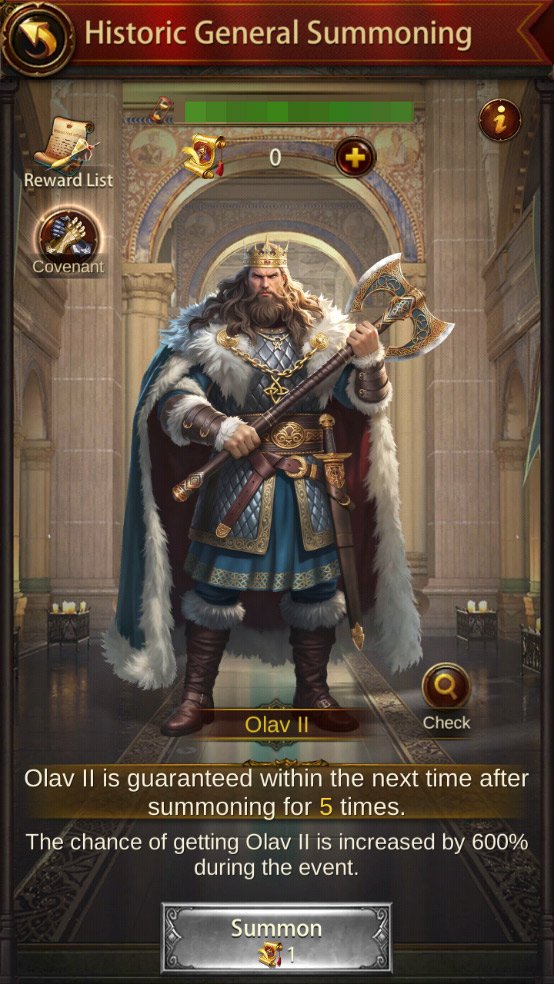 Get Olav Ⅱ from Historic General Summoning